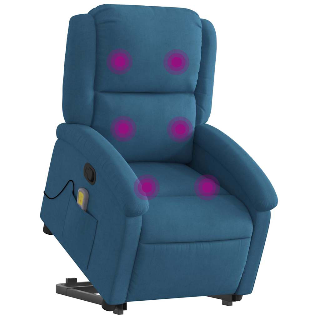 Thumbnail - vidaXL Massagesessel mit Aufstehhilfe Blau Samt