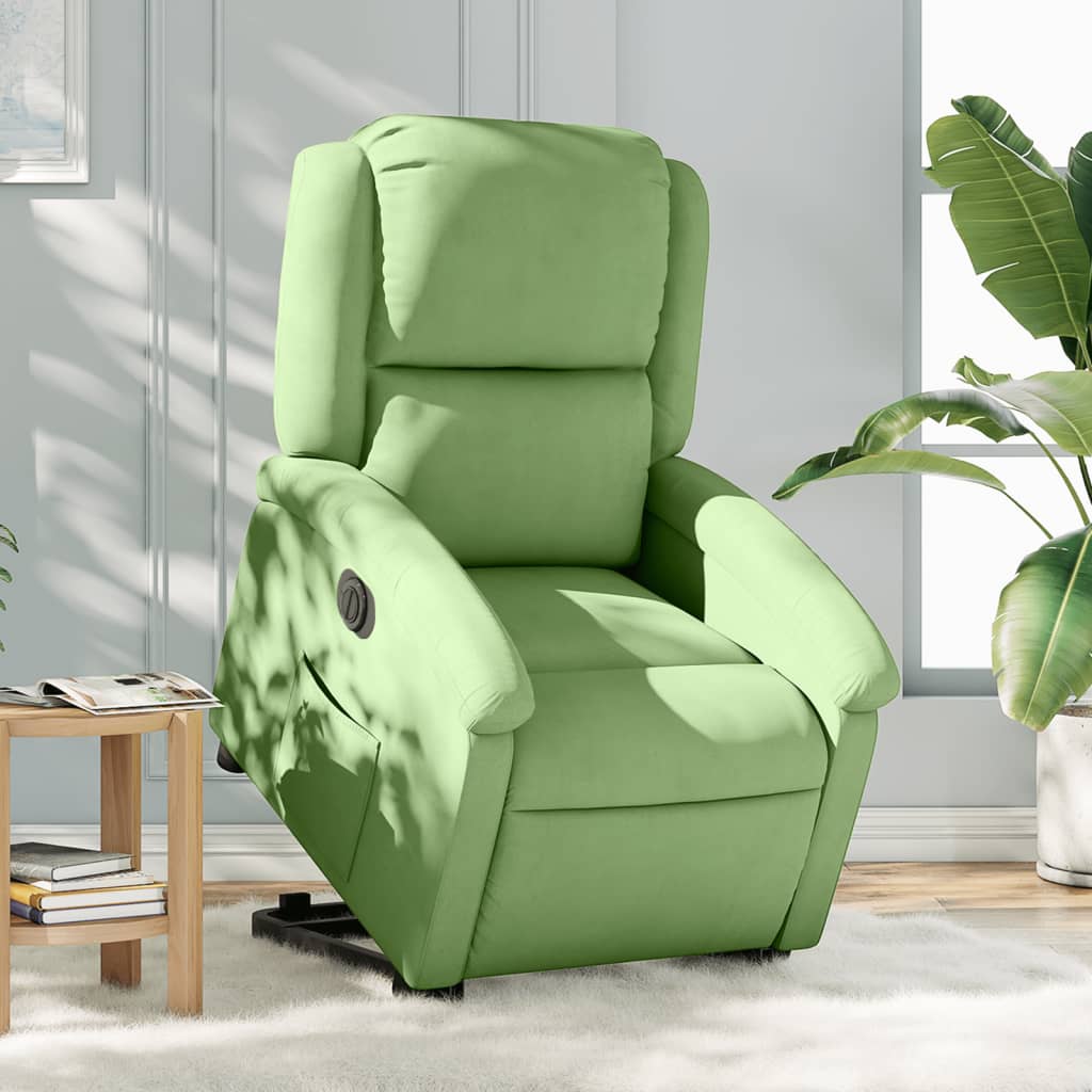 vidaXL Fotoliu electric rabatabil cu ridicare, verde deschis, catifea