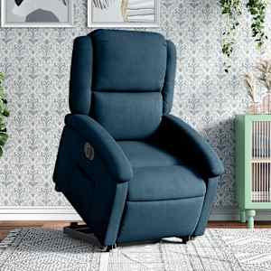 Električni naslanjač s funkcijo vstajanja moder žamet