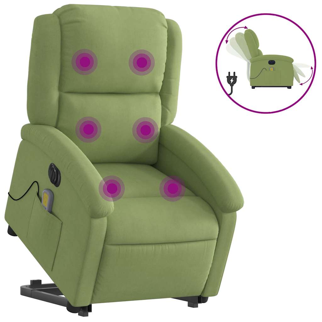 E-shop vidaXL Elektrické zdvíhacie masážne sklápacie kreslo bledozelené zamat