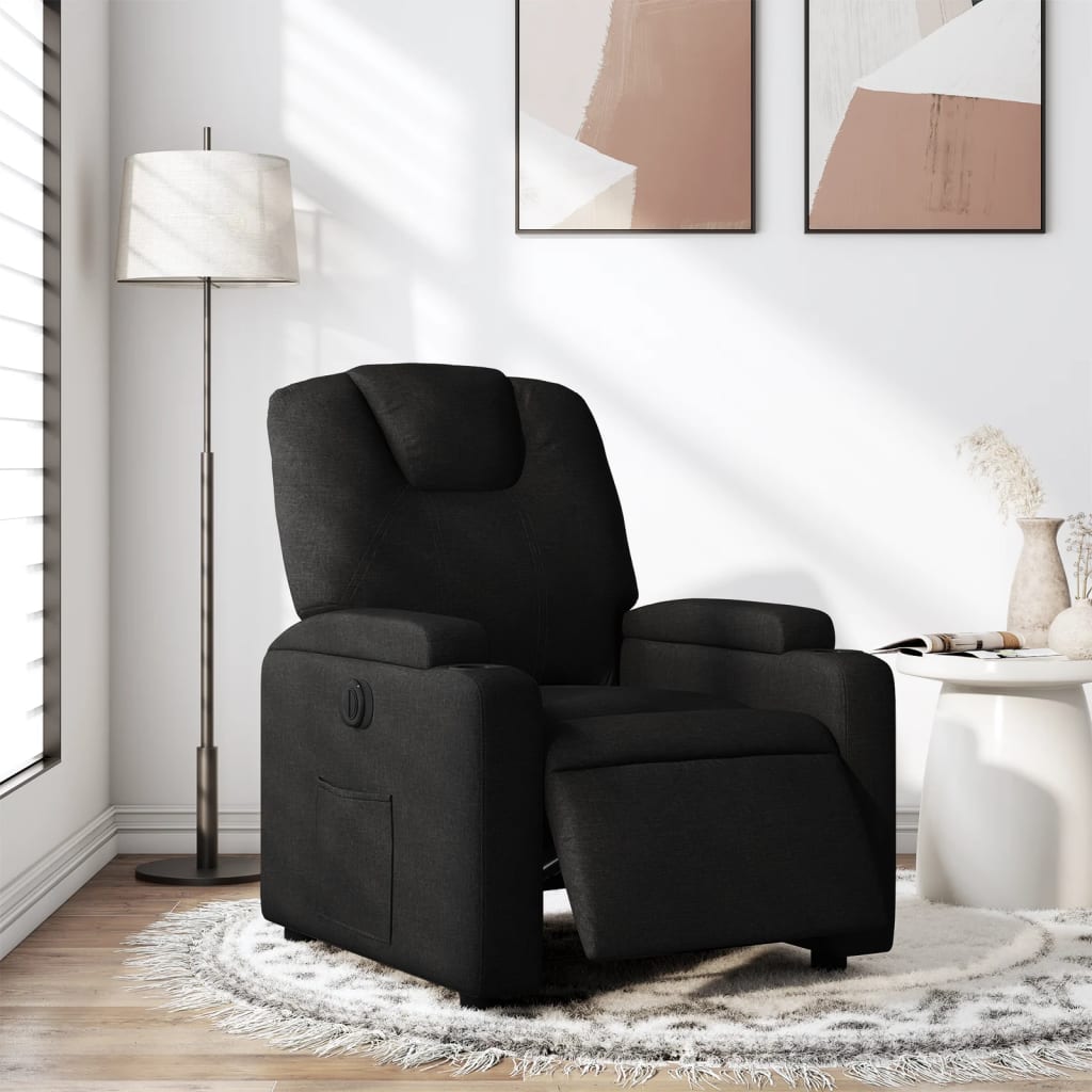 Elektrické polohovací křeslo černé textil - obrázek 15