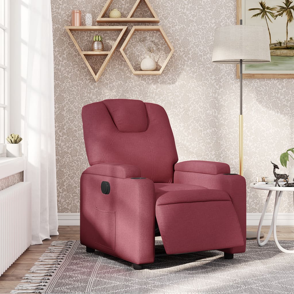 Elektrické polohovací křeslo vínové textil - obrázek 15