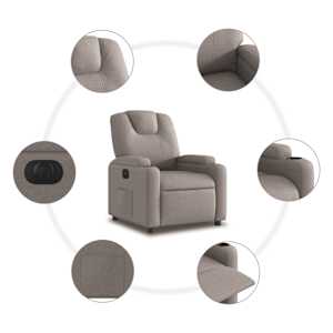 Elektrické polohovací křeslo taupe textil - obrázek 8