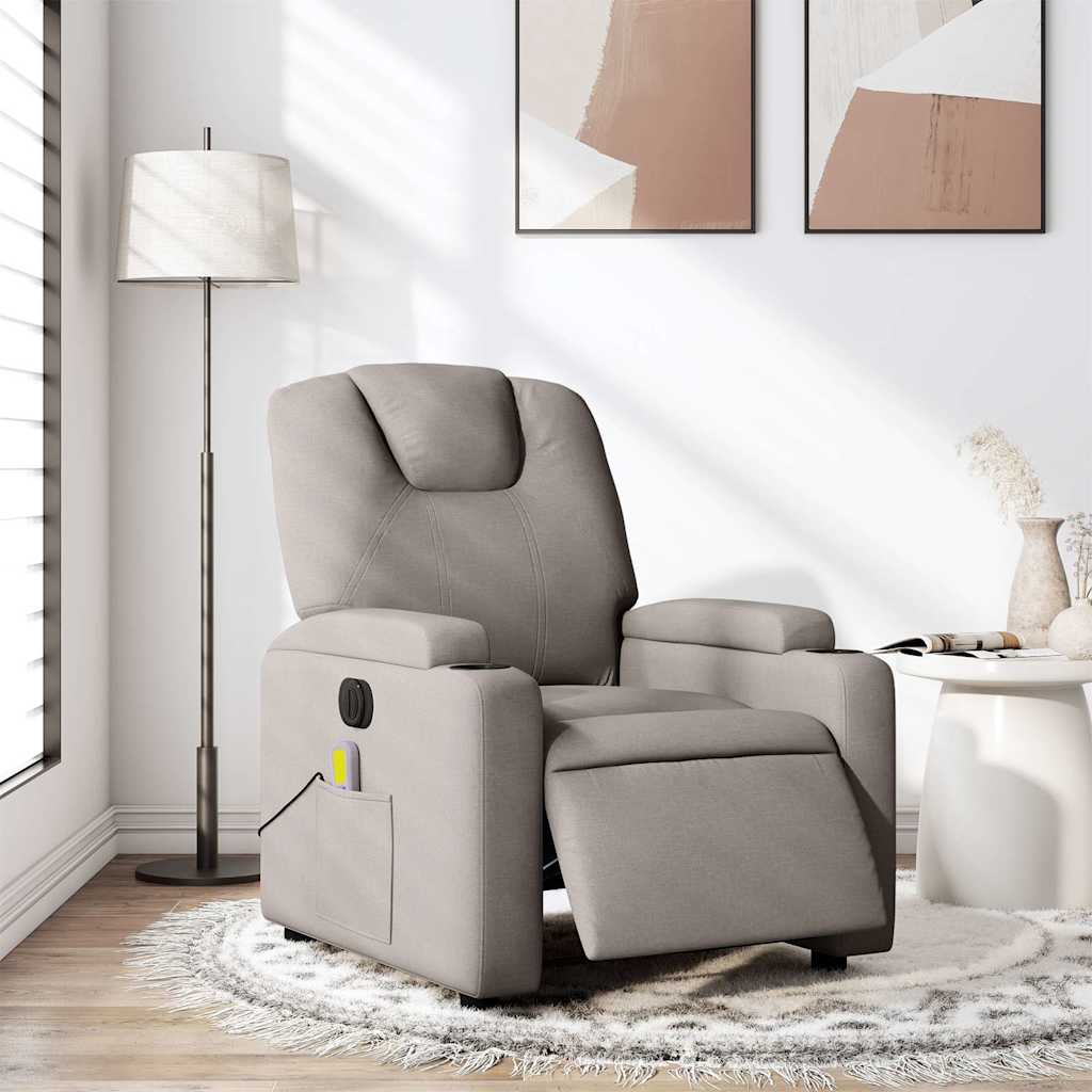 Elektrické masážní polohovací křeslo taupe textil - obrázek 15