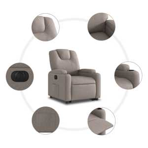 Elektrické zvedací polohovací křeslo taupe textil - obrázek 8