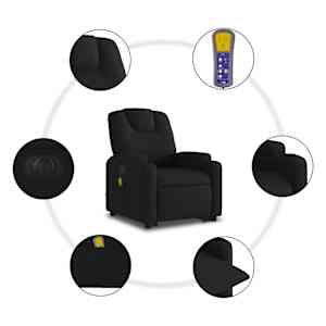 Elektrické zvedací masážní polohovací křeslo černé textil - obrázek 8