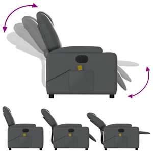 Elektrické masážní polohovací křeslo šedé umělá kůže - obrázek 7