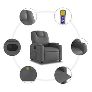 Elektrické masážní polohovací křeslo šedé umělá kůže - obrázek 8