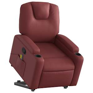 vidaXL Fauteuil inclinable de massage Rouge bordeaux Similicuir