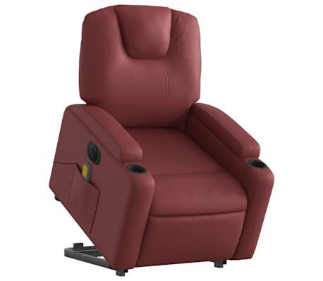 vidaXL Fauteuil inclinable de massage &eacute;lectrique rouge bordeaux