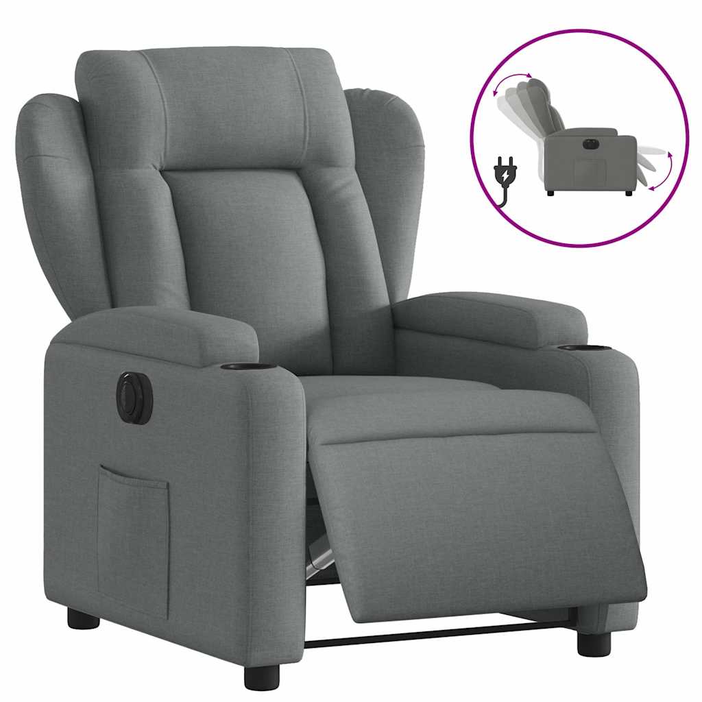 vidaXL Elektrické polohovací křeslo tmavě šedé textil