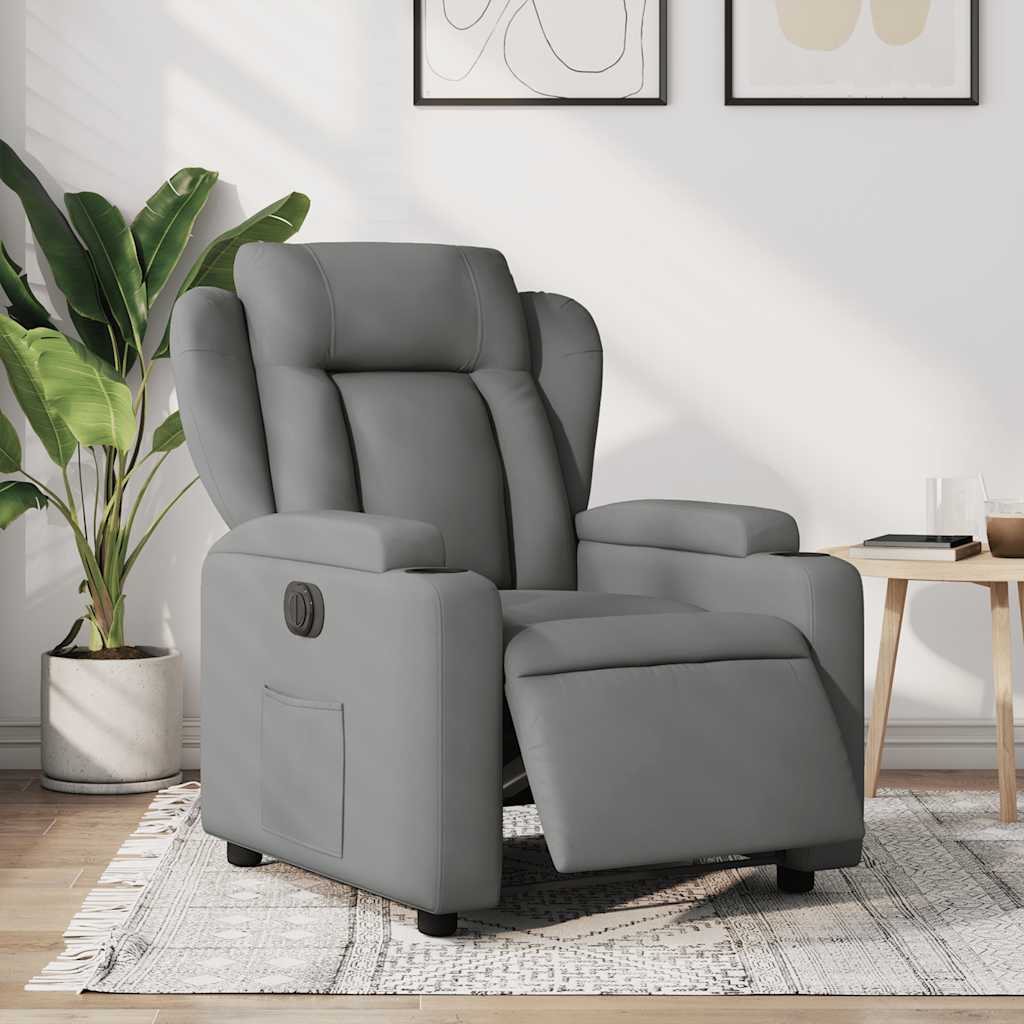 vidaXL Fotoliu rabatabil electric, gri închis, material textil