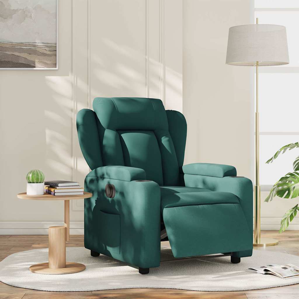 Elektrické polohovací křeslo tmavě zelené textil - obrázek 15