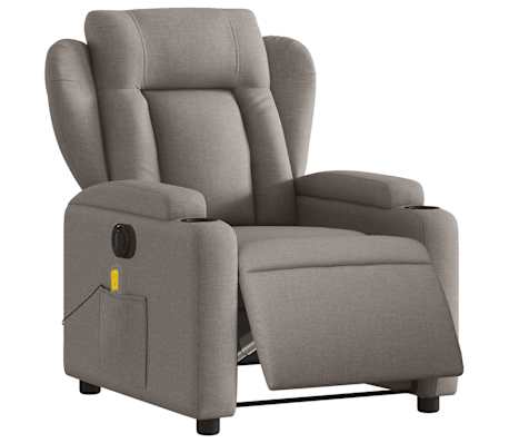 vidaXL Fauteuil de massage inclinable &eacute;lectrique Taupe Tissu