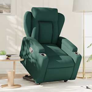 Naslanjač s funkcijo vstajanja temno zeleno blago