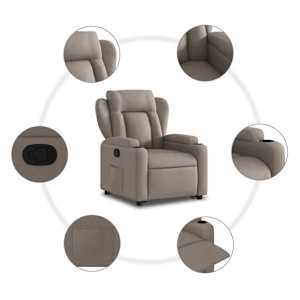 Zvedací polohovací křeslo taupe textil - obrázek 8