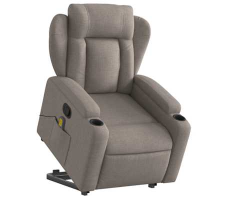 vidaXL Fauteuil inclinable de massage Taupe Tissu