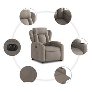 Elektrické zvedací polohovací křeslo taupe textil - obrázek 8