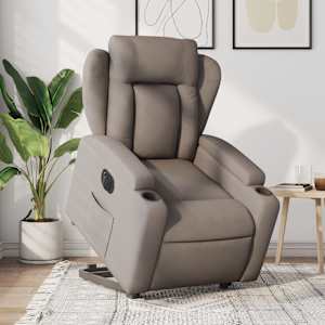 Elektrické zvedací polohovací křeslo taupe textil - obrázek 1