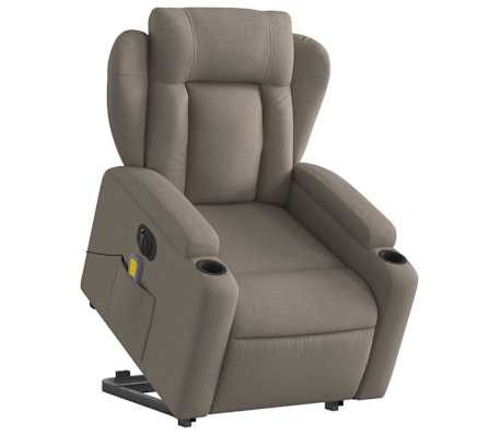 vidaXL Fauteuil inclinable de massage &eacute;lectrique Taupe Tissu