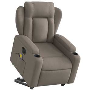 vidaXL Fauteuil inclinable de massage &eacute;lectrique Taupe Tissu