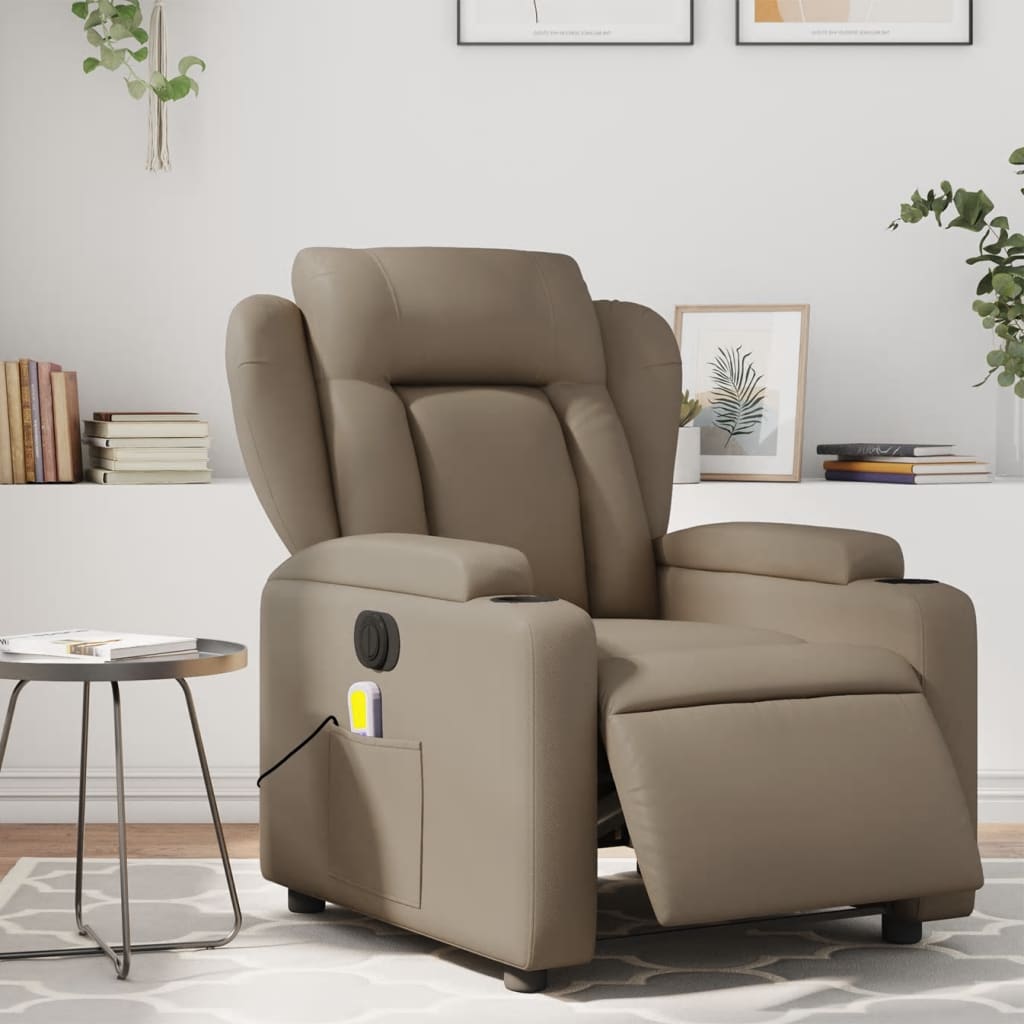 vidaXL Massagesessel Elektrisch Cappuccino-Braun Kunstleder