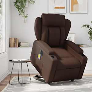 Elektrické zvedací masážní polohovací křeslo hnědé umělá kůže - obrázek 16
