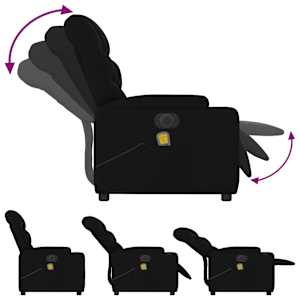 Elektrické masážní polohovací křeslo černé textil - obrázek 6