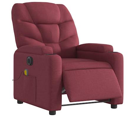 vidaXL Massagesessel Elektrisch Weinrot Stoff