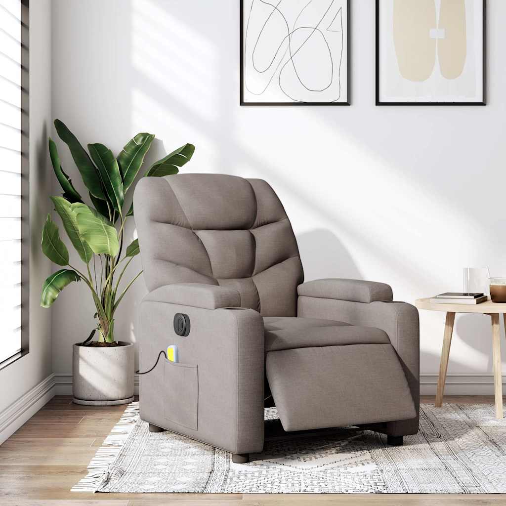 Elektrické masážní polohovací křeslo taupe textil - obrázek 15