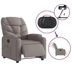 Elektrické masážní polohovací křeslo taupe textil - obrázek 6