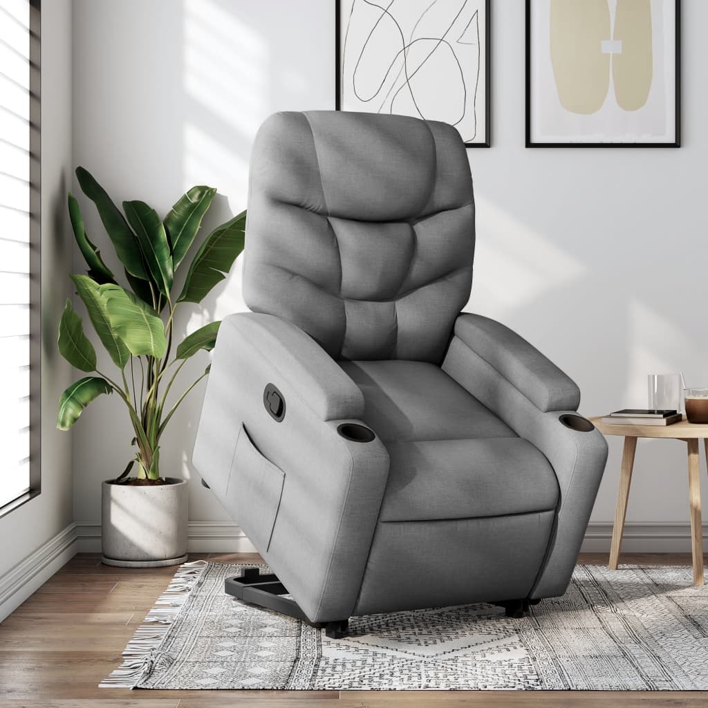 vidaXL Relaxsessel mit Aufstehhilfe Hellgrau Stoff – Bild 14