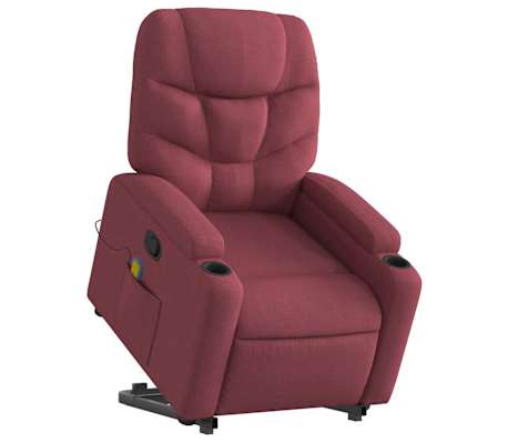 vidaXL Massagesessel mit Aufstehhilfe Weinrot Stoff