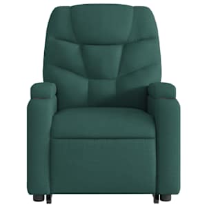 Zvedací masážní polohovací křeslo tmavě zelené textil - obrázek 9