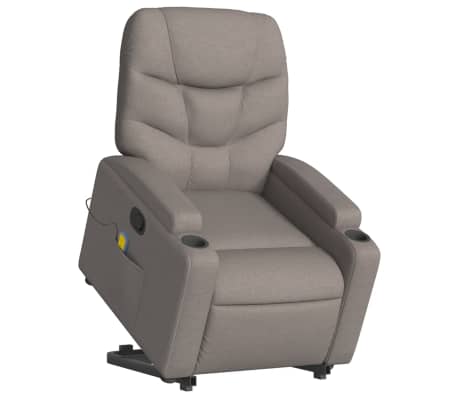 vidaXL Sillón reclinable de masaje elevable tela gris taupé