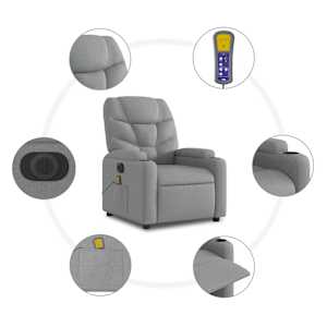 Elektrické zvedací masážní polohovací křeslo světle šedé textil - obrázek 8