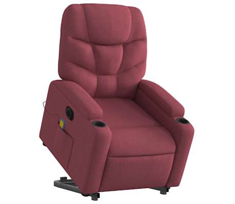 vidaXL Elektrischer Massagesessel mit Aufstehhilfe Weinrot Stoff