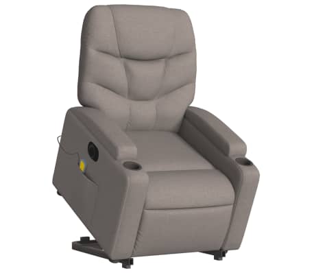 vidaXL Fauteuil inclinable de massage électrique Taupe Tissu