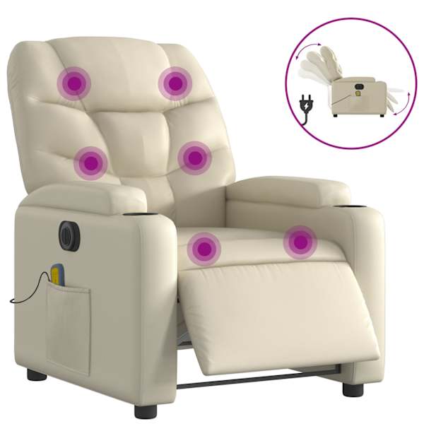 vidaXL elektriline massaažitool, kreemjas, kunstnahk