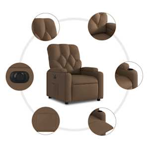 Elektrické polohovací křeslo hnědé textil - obrázek 8