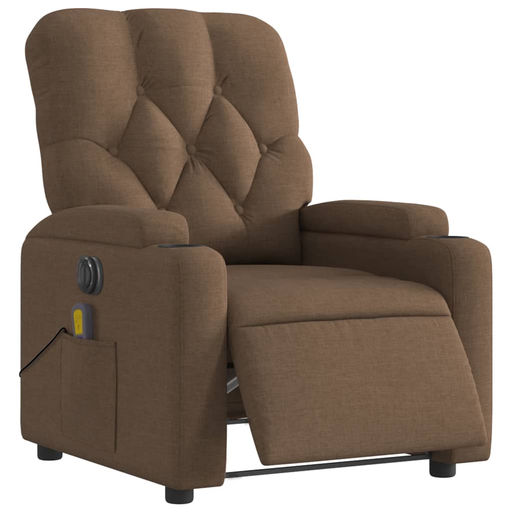 vidaXL Fauteuil inclinable de massage électrique marron tissu