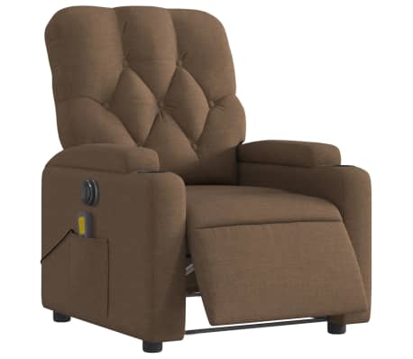 vidaXL Fauteuil inclinable de massage électrique marron tissu