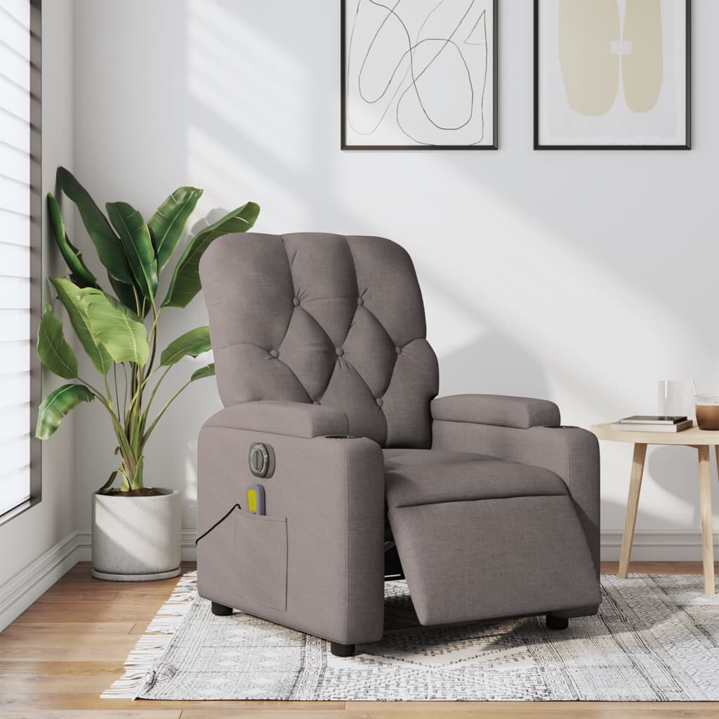 Elektrické masážní polohovací křeslo taupe textil - obrázek 15
