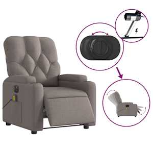 Elektrické masážní polohovací křeslo taupe textil - obrázek 6