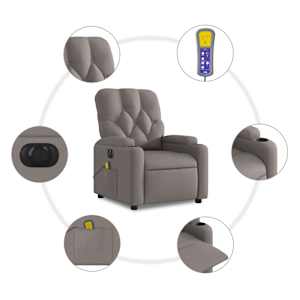 Elektrické masážní polohovací křeslo taupe textil - obrázek 8