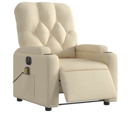 vidaXL Sillón reclinable de masaje eléctrico tela color crema