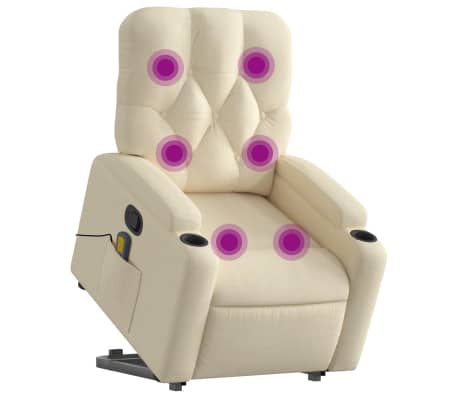 vidaXL Fauteuil inclinable de massage Crème Tissu