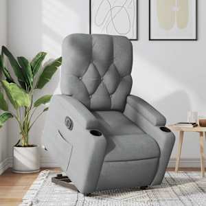Električni naslanjač s funkcijo vstajanja svetlo siv