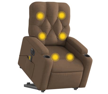 vidaXL Elektrischer Massagesessel mit Aufstehhilfe Braun Stoff