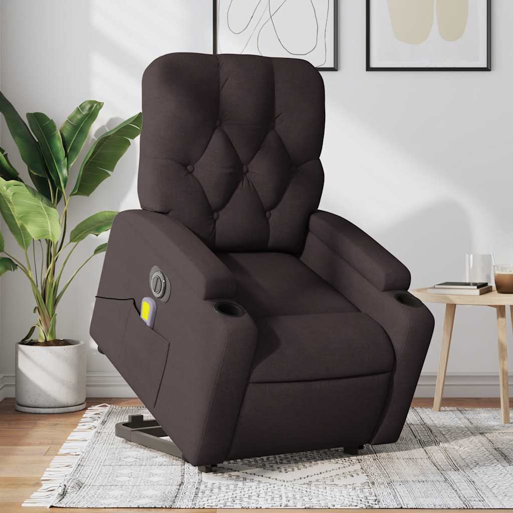 vidaXL Fotoliu electric masaj rabatabil cu ridicare maro închis textil